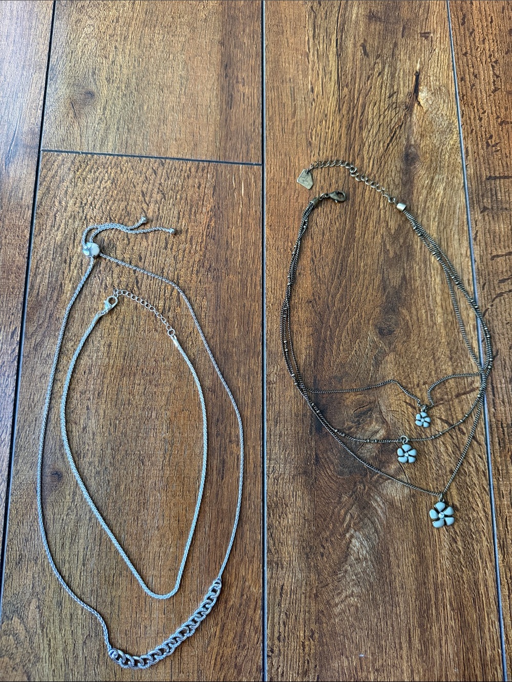 Layered Gold and Silver Floral Pendant Necklaces - Women's Jewelry